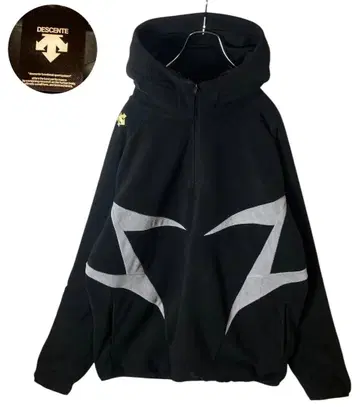 DESCENTE 하프 지퍼 풀오버 블랙 플리스 자켓 루즈한 사이즈
