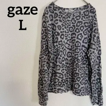 gaze [ L ] 레오파드 무늬 맨투맨 그레이 플리스