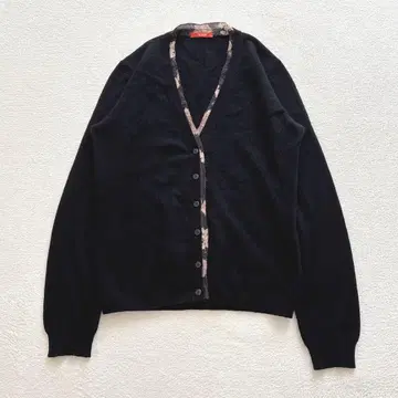 사르토리나 꽃무늬 라인 니트 가디건 라나울 실크 캐시미어 혼방 S