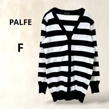 긴팔 가디건 보더 무늬 [F] V넥 심플 캐주얼 모노톤