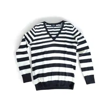 Theory 화이트 블랙 스트라이프 V넥 캐시미어 스웨터 여성용