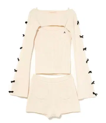 andmary 신디 리본 니트 세트업 아이보리