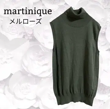 [martinique] 니트 베스트 터틀넥 실크 혼방 [F] 카키