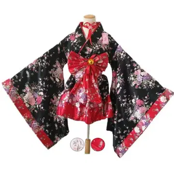 기모노 유카타 코스프레 빨간색 블랙 드레스 기모노