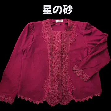 별의 모래 쇼와 레트로 와인 레드 긴팔 울 셔츠 로코코풍 일본제