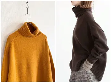 IENA AQUA 하이넥 와이드 풀오버 울 캐시미어 니트 루즈핏