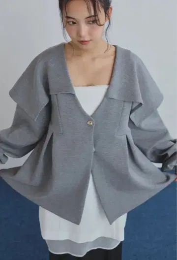 andequal 빅 칼라 페플럼 맨투맨 그레이