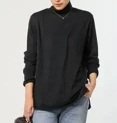 아메리카나 별주 하이넥 풀오버 블랙