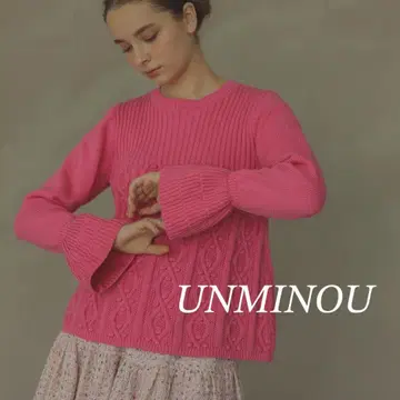 [ 새상품급 ] 안미누 UNMINOU 캔디 니트 핑크 아가일 니트