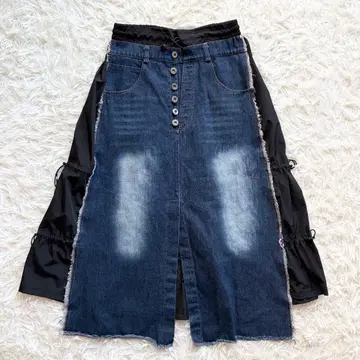 새상품급 MICALLEMICALLE 롱 스커트 데님 도킹