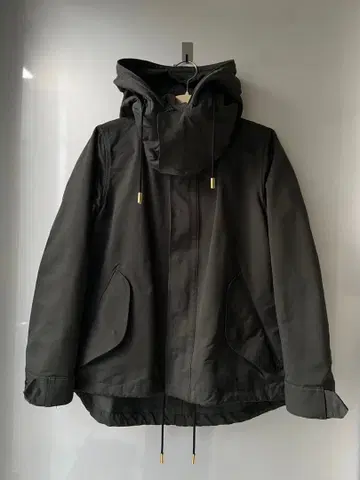 THE RERACS 숏 모즈 코트 36 카키 후드 탈부착 가능