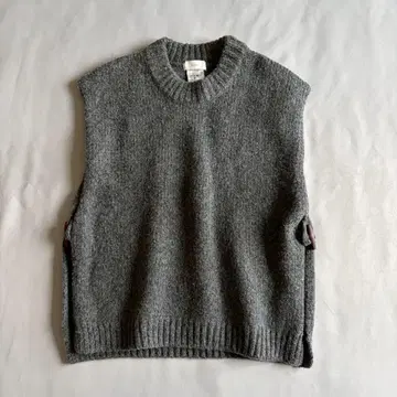 카구레 토글 버튼 니트 베스트 프리 그레이 울 혼방 정가 16,000엔