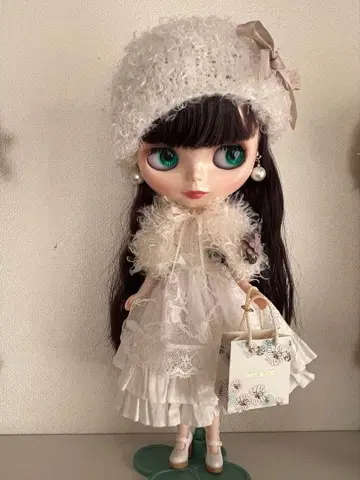 네오 브라이스 니트 모자*케이프 세트 화이트