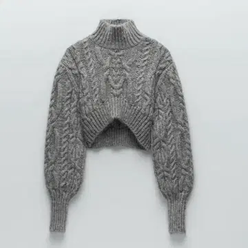 ZARA 그레이 크롭 터틀넥 스웨터