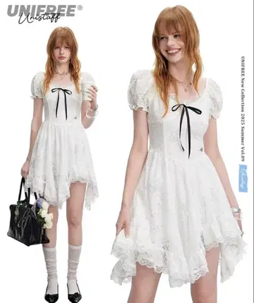 UNIFREE 화이트 레이스 원피스