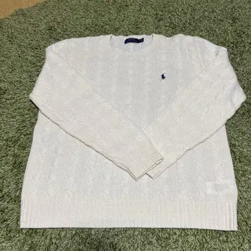 거의 새상품! 랄프 로렌 케이블 니트 아이보리 캐시미어 혼방