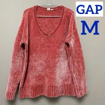 [ 새상품급 ] GAP 리브 벨로아모르 V넥 스웨터 M 핑크 니트