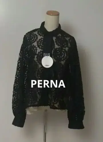 택 포함 새상품 PERNA 플라워 프릴 레이스 셔츠 정가 15400엔