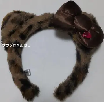 구 디자인 레어 usj 머리띠 키티 레오파드 무늬 리본 레오파드