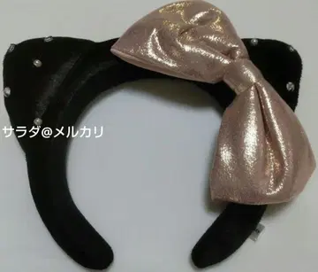 구 디자인 레어 usj 머리띠 키티 핑크 블랙 리본 펄