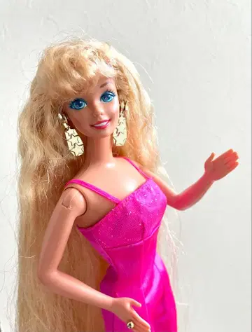 빈티지 바비 핑크 드레스 롱 헤어