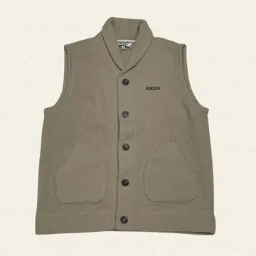 AIGLE 베이지 플리스 베스트 M 크림색 구제 의류
