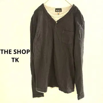 THE SHOP TK 긴팔 티셔츠 레이어드 스타일 남성용 블랙