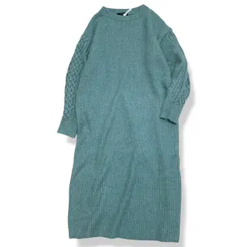 어반 리서치 로쏘 편직 소매 패턴 니트 원피스 그린 F