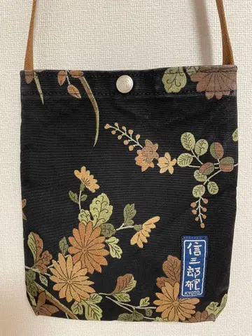 신잔로 캔버스 사코슈 미니백 일본풍 패턴 꽃무늬 풀꽃 사선 숄더백