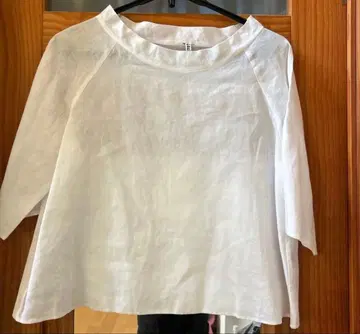 LISETTE 화이트 코튼 칠부 소매 상의