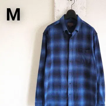새상품급 PENDLETON 펜들턴 옴브레 체크 플란넬 셔츠 블루 M