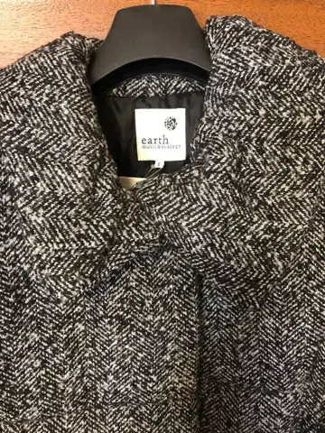 택 포함 미사용 어스 뮤직 앤 이콜로지 트위드 충전솜 코트 S