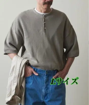 KUBO HENLEY NECK SHORT SLEEVE KNIT LOOSE