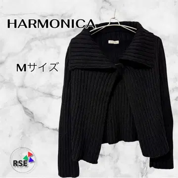 HARMONICA 리브 편직 가디건 니트 블랙 아우터 M