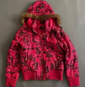 y2k 갸루 퍼 자켓 다운 자켓 핑크 00s 올 패턴 짧은 기장