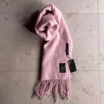 택 포함 새상품 플라트리에 캐시미어 100% 프린지 머플러 핑크