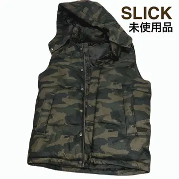 [ 미사용품 ] SLICK 카모 패턴 후드 부착 베스트