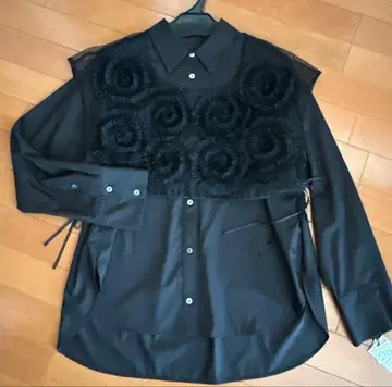 그레이스 콘티넨탈 레이어드 자수 셔츠 블라우스 블랙