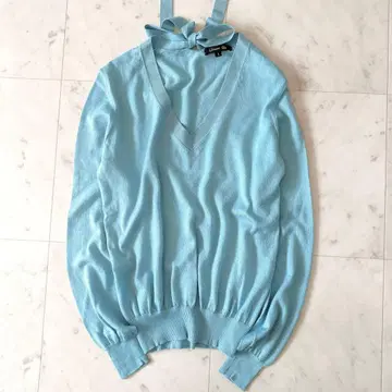 컨디션 최상 드로어 18G 백리본 롱 슬리브 니트 캐시미어 실크