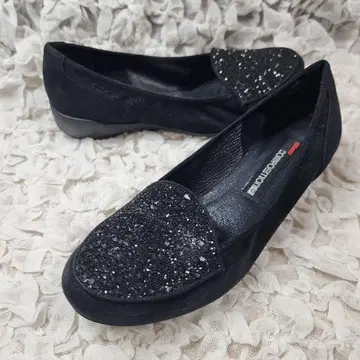 네이비 라메 글리터 컴포트 펌프스 플랫슈즈