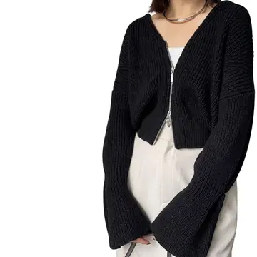 새상품급 카프리슈 마쥬 W 지퍼 캔디 니트 F 블랙