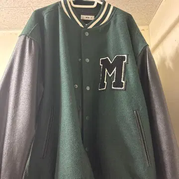 바시티 자켓 그린 컬러 M 로고 포함