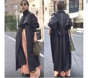 Ameri VINTAGE 벌룬 슬리브 플리츠 트렌치 코트 아메리빈티지