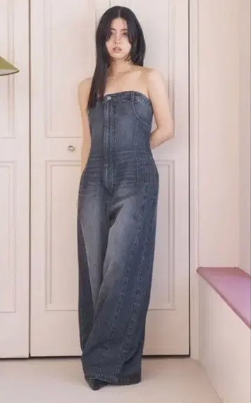 릴리 브라운 LILY BROWN 데님 베어 올인원 올인원