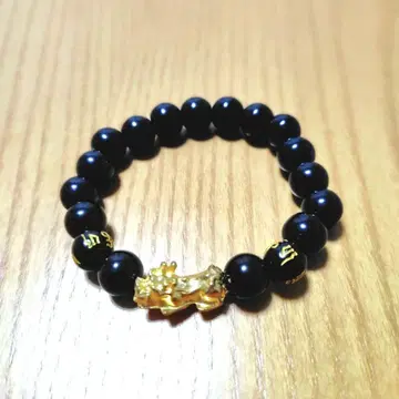 사자 모티브 블랙 비즈 팔찌