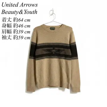 새상품급 뷰티&유스 크루넥 니트 풀오버 베이지 울