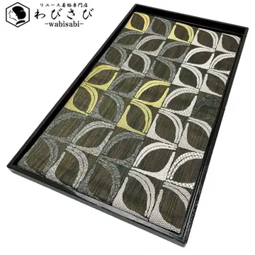 후쿠로 오비 몽환 모던한 직조 무늬 금실 감람색 O-4433