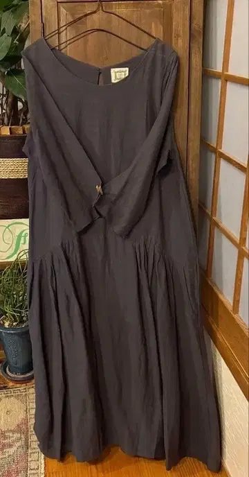 르 시엘 다크 그레이 린넨 롱 원피스