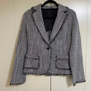 프린지 장식 그레이 계열 테일러드 자켓