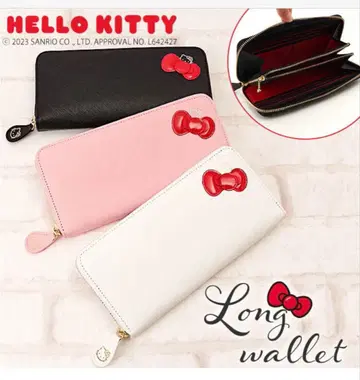 헬로키티 롱 지갑 화이트 천연 가죽